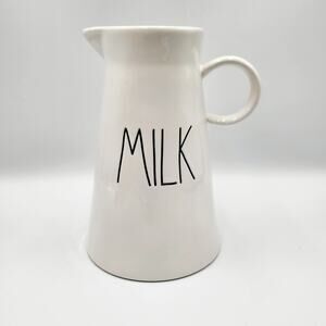 Rae Dunn Artisan Collection by Magenta "MILK" Farmhouse White Ceramic Pitcher